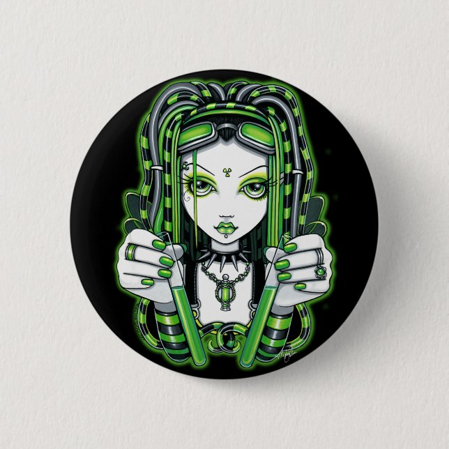 "Vivian" Cybergoth Dark Industrial Fae Button (Front)