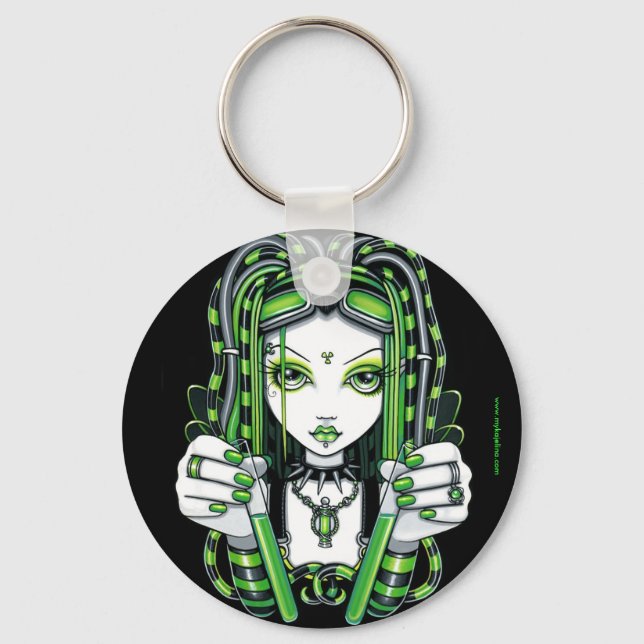 "Vivian" Cybergoth Dark Industrial Fairy Keychain (Front)