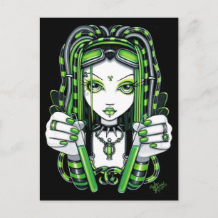 "Vivian" Cybergoth Dark Industrial Fairy Postcard