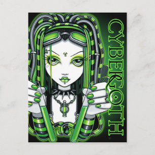 Vivian Cybergoth Toxic Green Fairy Postcard