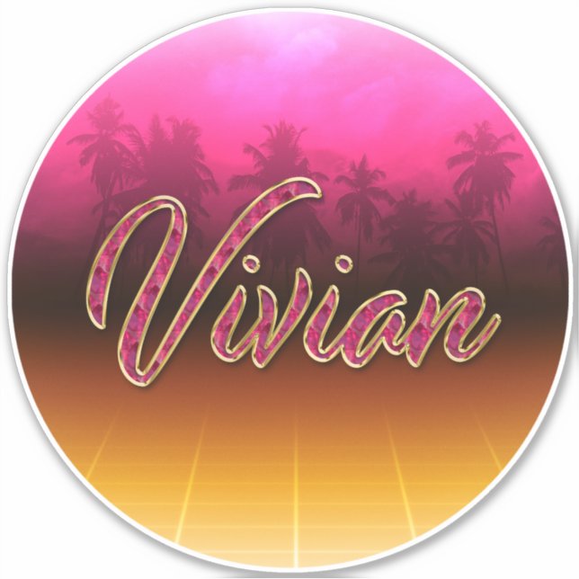 Vivian First Name Golden pink Sticker (Front)