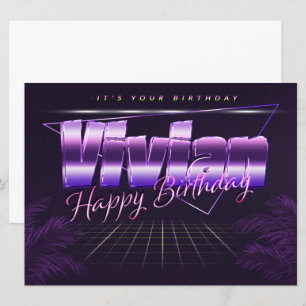 Vivian Name Vorname lila retro Karte Geburtstag Card