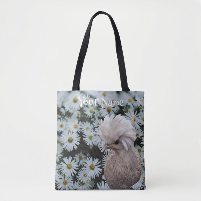 Vivian on White Daisies - Customize Your Name Tote Bag (Front)