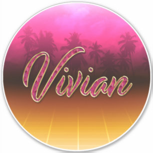 Vivian prénom nom autocollant rose doré
