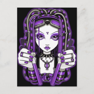 "Vivian" Purple Cyber Goth Fairy Art Postcard