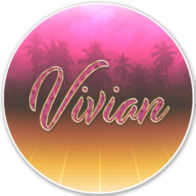 Vivian Vorname Name golden pink Aufkleber Sticker (Devant)