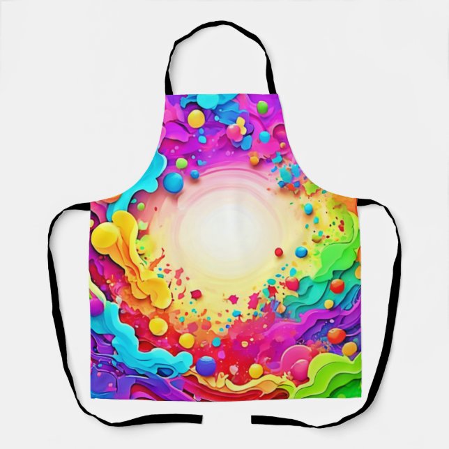 Vivid Abstract Colour Explosion Art Apron (Front)