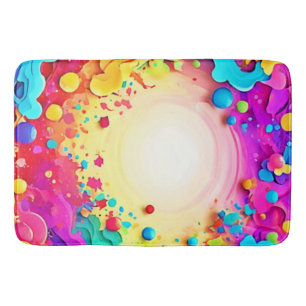 Vivid Abstract Colour Explosion Art Bath Mat