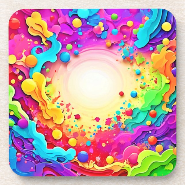 Vivid Abstract Colour Explosion Art Coaster (Front)