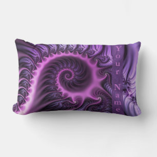 Vivid Abstract Cool Pink Purple Fractal Art Name Lumbar Pillow
