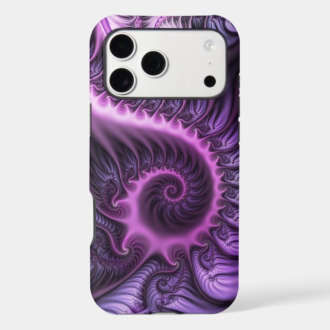Vivid Abstract Cool Pink Purple Fractal Art Spiral (Back)