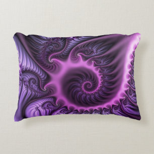Vivid Abstract Cool Pink Purple Fractal Art Spiral Accent Pillow
