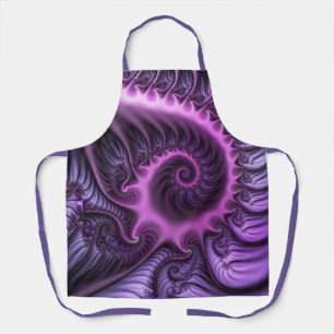 Vivid Abstract Cool Pink Purple Fractal Art Spiral Apron