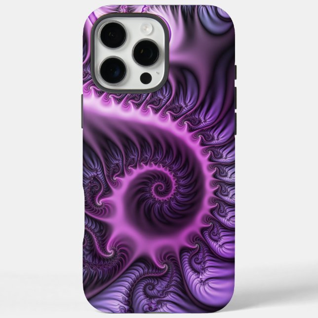 Vivid Abstract Cool Pink Purple Fractal Art Spiral Case-Mate iPhone Case (Back)