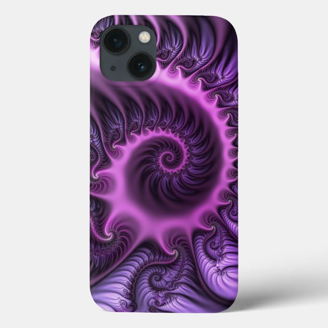 Vivid Abstract Cool Pink Purple Fractal Art Spiral Case-Mate iPhone Case (Back)