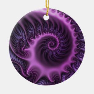 Vivid Abstract Cool Pink Purple Fractal Art Spiral Ceramic Ornament