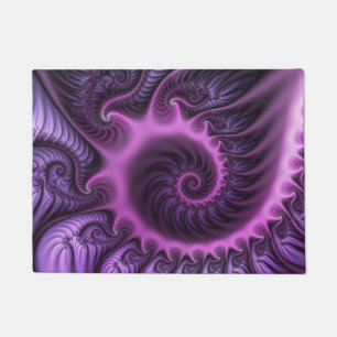 Vivid Abstract Cool Pink Purple Fractal Art Spiral Doormat