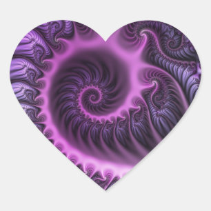 Vivid Abstract Cool Pink Purple Fractal Art Spiral Heart Sticker