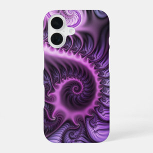 Vivid Abstract Cool Pink Purple Fractal Art Spiral iPhone 16 Case