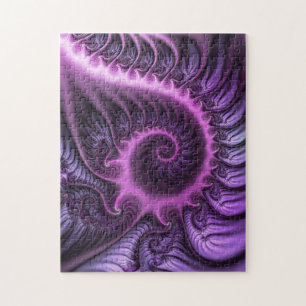 Vivid Abstract Cool Pink Purple Fractal Art Spiral Jigsaw Puzzle