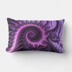 Vivid Abstract Cool Pink Purple Fractal Art Spiral Lumbar Pillow