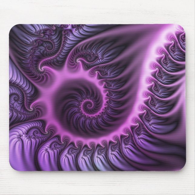 Vivid Abstract Cool Pink Purple Fractal Art Spiral Mouse Pad (Front)
