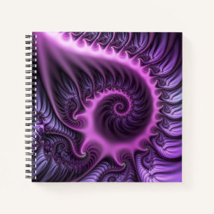 Vivid Abstract Cool Pink Purple Fractal Art Spiral Notebook