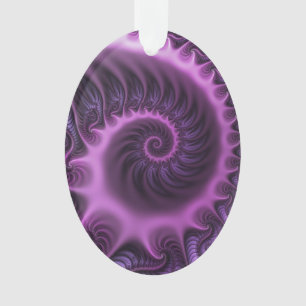 Vivid Abstract Cool Pink Purple Fractal Art Spiral Ornament
