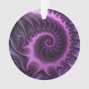 Vivid Abstract Cool Pink Purple Fractal Art Spiral Ornament