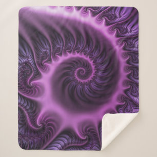 Vivid Abstract Cool Pink Purple Fractal Art Spiral Sherpa Blanket