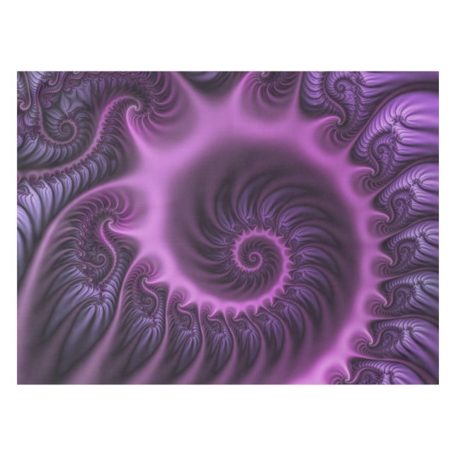 Vivid Abstract Cool Pink Purple Fractal Art Spiral Tablecloth (Front (Horizontal))