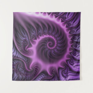 Vivid Abstract Cool Pink Purple Fractal Art Spiral Tapestry