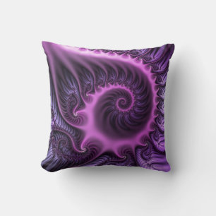 Vivid Abstract Cool Pink Purple Fractal Art Spiral Throw Pillow