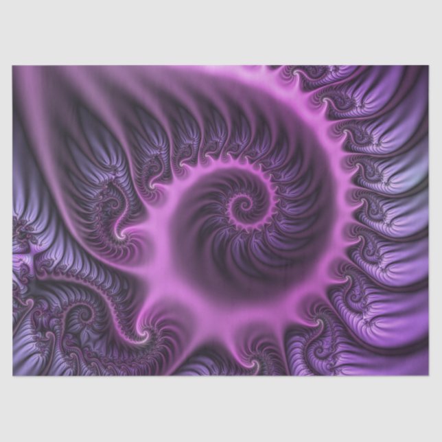 Vivid Abstract Cool Pink Purple Fractal Art Spiral Tissue Paper (Front)
