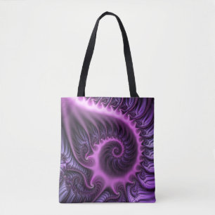 Vivid Abstract Cool Pink Purple Fractal Art Spiral Tote Bag