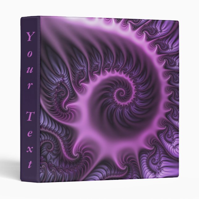 Vivid Abstract Cool Pink Purple Fractal Art Text Binder (Front/Spine)