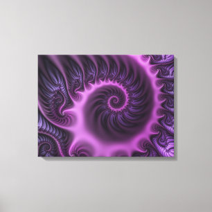 Vivid Abstract Cool Pink Purple Fractal Triptych Canvas Print