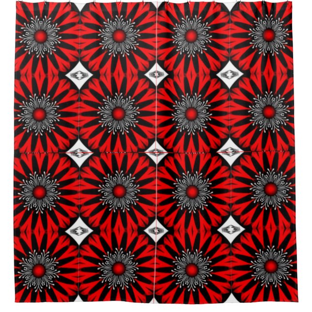 Vivid Abstract Digital Art Shower Curtain" (Front)