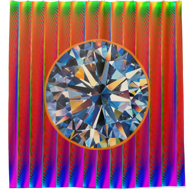 Vivid Abstract Digital Art Shower Curtain" (Front)