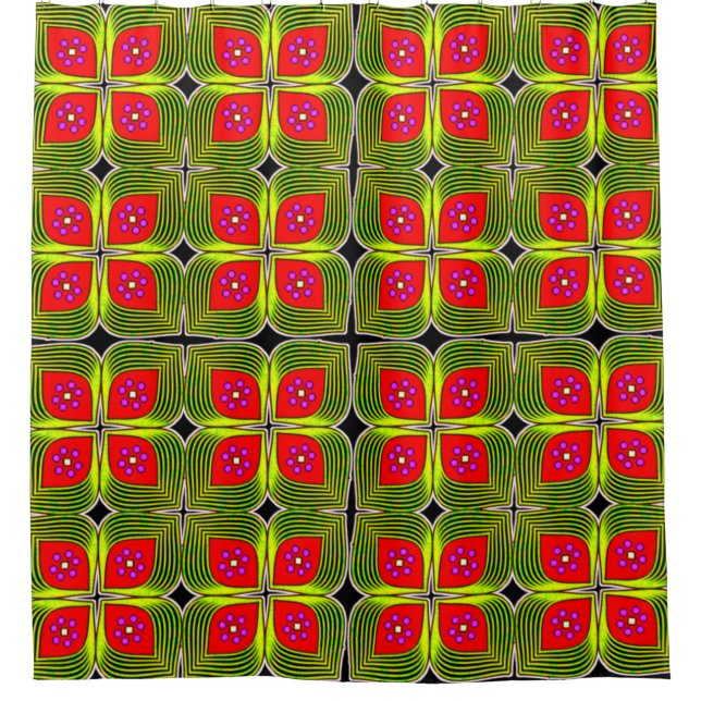 Vivid Abstract Digital Art Shower Curtain" (Front)