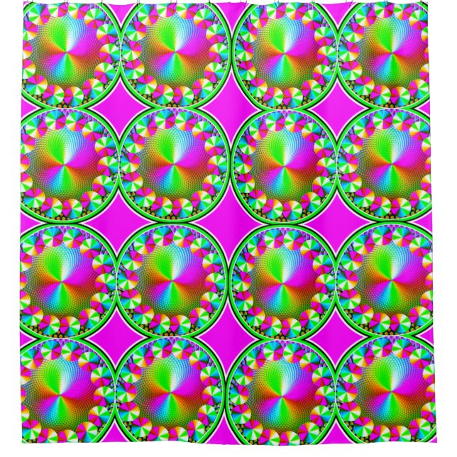 Vivid Abstract Digital Art Shower Curtain" (Front)