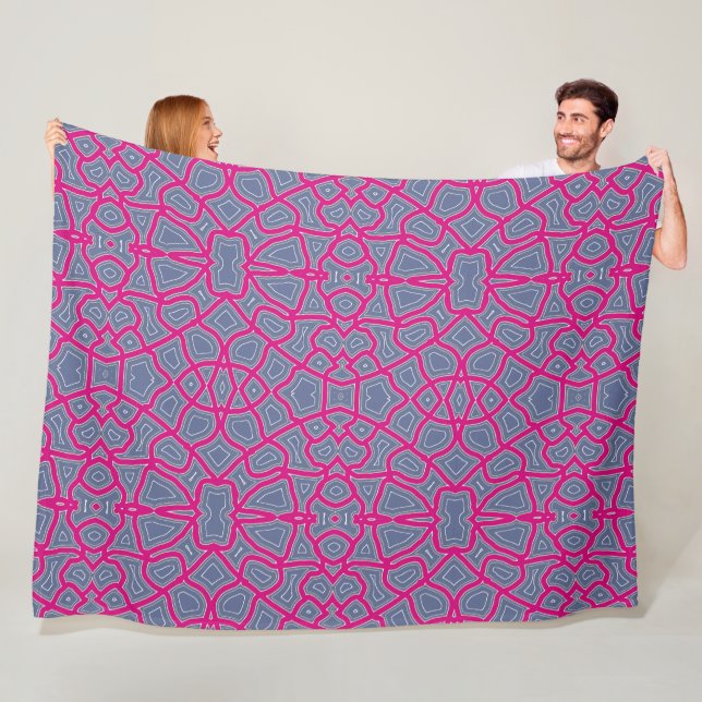 Vivid Abstract Geo-Contour Pattern Fleece Blanket (In Situ)