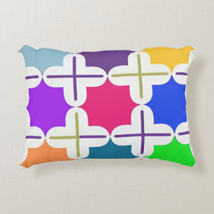 Vivid Abstract Geometric Pattern in Bold Colours Accent Pillow