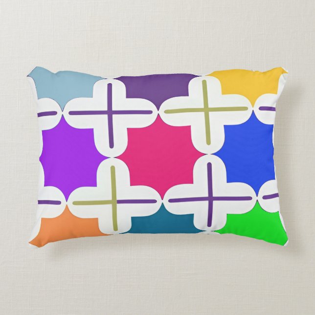 Vivid Abstract Geometric Pattern in Bold Colours Accent Pillow (Front)