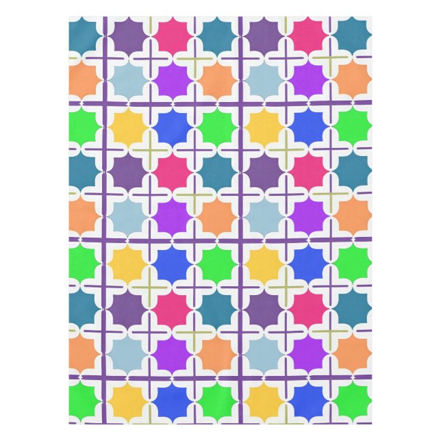 Vivid Abstract Geometric Pattern in Bold Colours Tablecloth (Front)