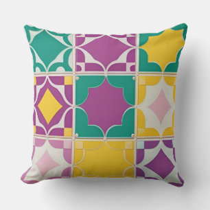 Vivid Abstract Geometric Pattern in Bold Colours Throw Pillow