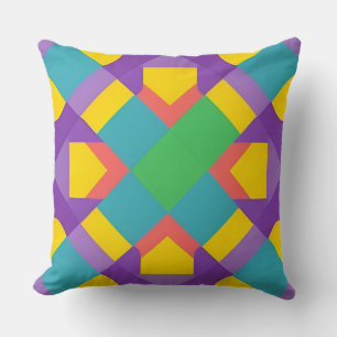 Vivid Abstract Geometric Pattern in Bold Colours Throw Pillow