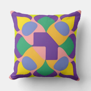 Vivid Abstract Geometric Pattern in Bold Colours Throw Pillow