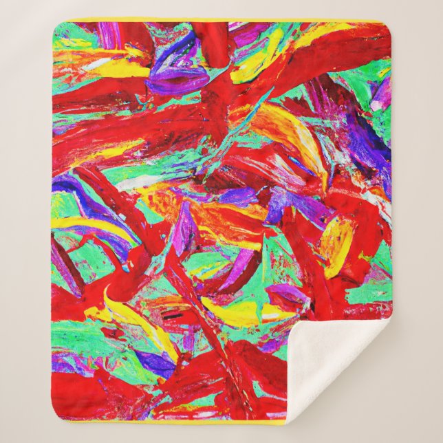 Vivid Abstract Pattern Sherpa Blanket (Front)