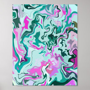 Vivid Abstract Swirl with Pink and Green Poster